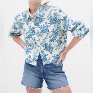 NWT Gap × LoveShackFancy Organic Cotton Cropped Shirt, XL